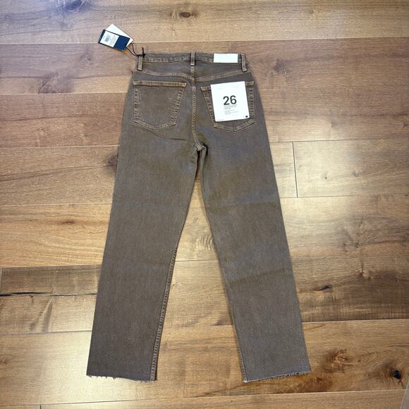RE/DONE Originals 70s Ultra High Rise Stove Pipe Jeans size 26 Washed Chocolate - Picture 7 of 8